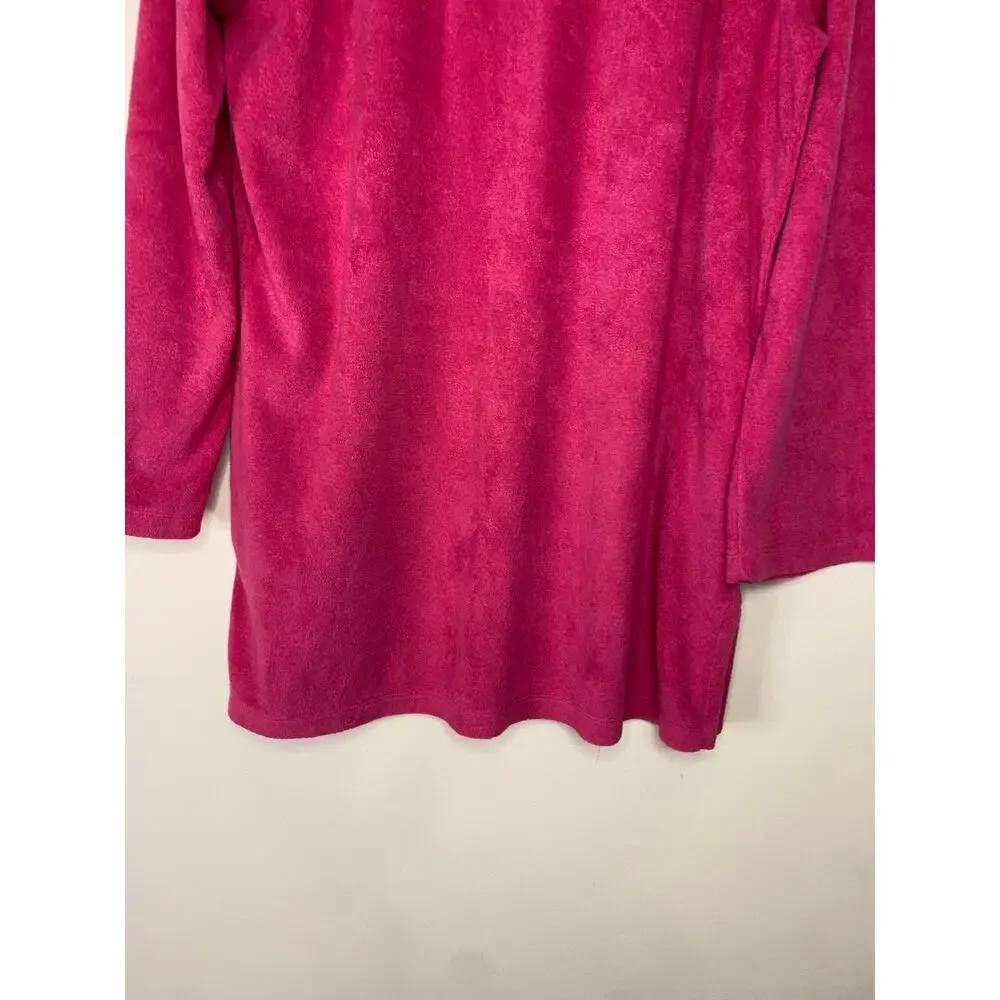 NWT Talbots Swim Cover Up Tunic Red Orange Size Large Long Shirt Terrycloth